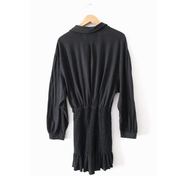 Free People Beach Shane Mini Dress / Small / Black Billowy Smocked - Picture 5 of 7